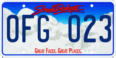 SD license plate 0FGO23