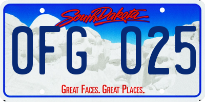 SD license plate 0FGO25