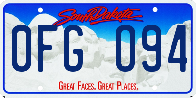 SD license plate 0FGO94