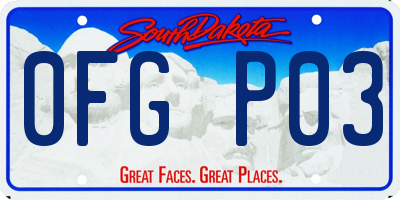 SD license plate 0FGP03