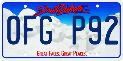 SD license plate 0FGP92