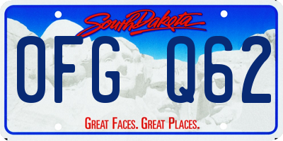 SD license plate 0FGQ62