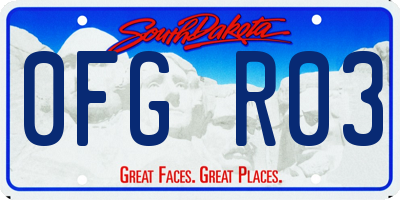 SD license plate 0FGR03