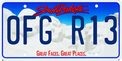 SD license plate 0FGR13