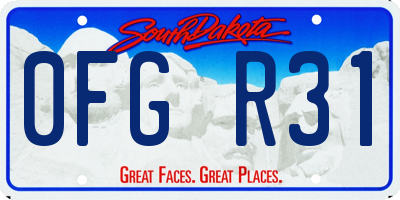 SD license plate 0FGR31