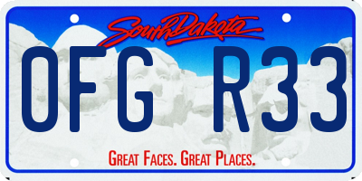 SD license plate 0FGR33