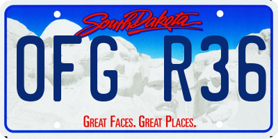 SD license plate 0FGR36