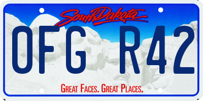 SD license plate 0FGR42