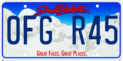 SD license plate 0FGR45