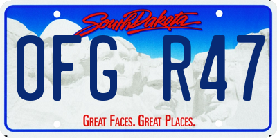 SD license plate 0FGR47