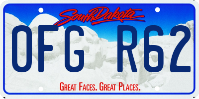 SD license plate 0FGR62