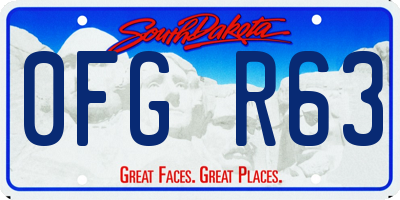SD license plate 0FGR63