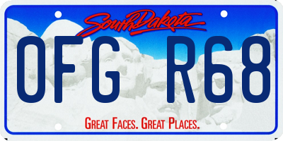 SD license plate 0FGR68
