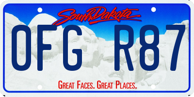 SD license plate 0FGR87