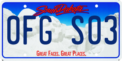 SD license plate 0FGS03