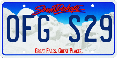 SD license plate 0FGS29