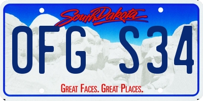 SD license plate 0FGS34