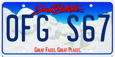 SD license plate 0FGS67