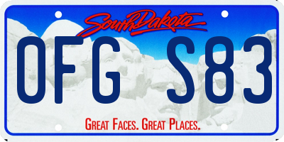 SD license plate 0FGS83
