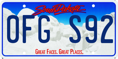 SD license plate 0FGS92