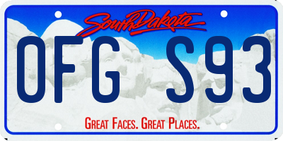 SD license plate 0FGS93
