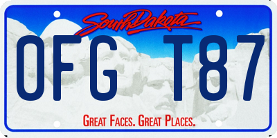 SD license plate 0FGT87