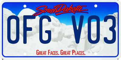 SD license plate 0FGV03