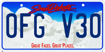 SD license plate 0FGV30