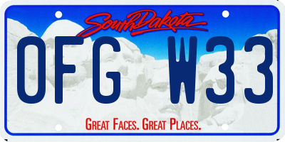 SD license plate 0FGW33