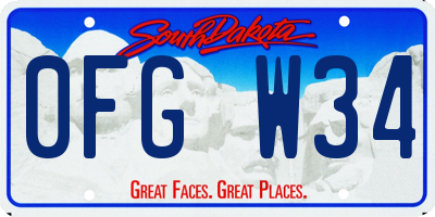 SD license plate 0FGW34