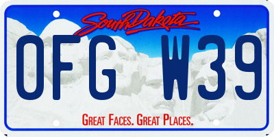 SD license plate 0FGW39