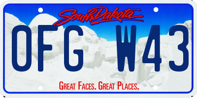 SD license plate 0FGW43