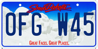 SD license plate 0FGW45