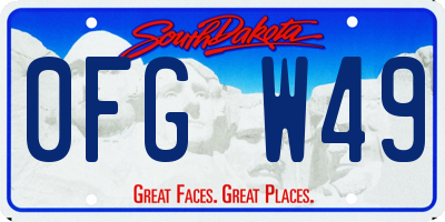 SD license plate 0FGW49