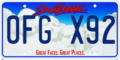 SD license plate 0FGX92