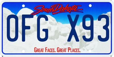 SD license plate 0FGX93