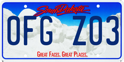 SD license plate 0FGZ03