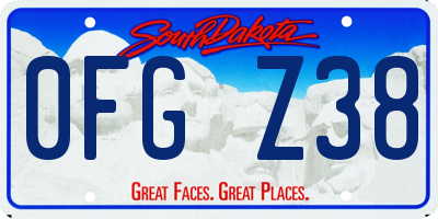 SD license plate 0FGZ38