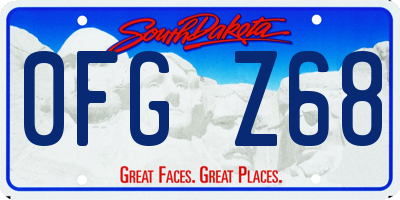 SD license plate 0FGZ68