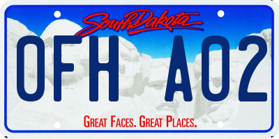 SD license plate 0FHA02