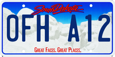 SD license plate 0FHA12