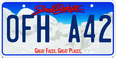 SD license plate 0FHA42