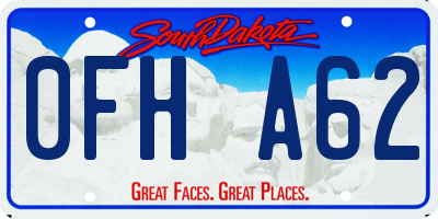 SD license plate 0FHA62