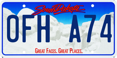 SD license plate 0FHA74