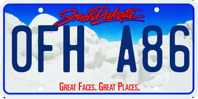 SD license plate 0FHA86