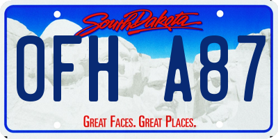 SD license plate 0FHA87
