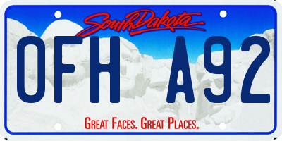 SD license plate 0FHA92