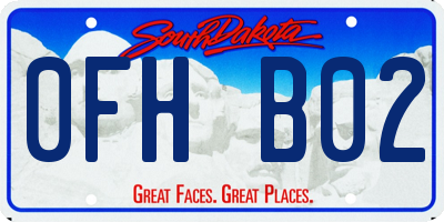 SD license plate 0FHB02