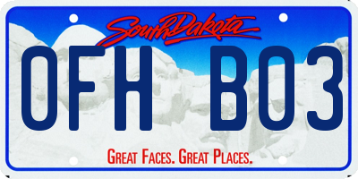 SD license plate 0FHB03