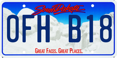 SD license plate 0FHB18